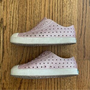 Native Girls Pink Glitter Slip-On Shoes